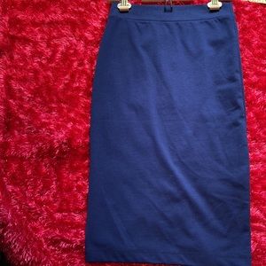 Forever 21 Blue Bodycon Back Slit Slip On Skirt